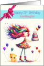 Granddaughter 12th Birthday Colorful Girl and Balloons card