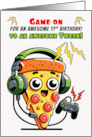 Tween 11th Birthday Pizza Gamer Guy card