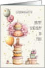 Goddaughter 16th Birthday Girl Sitting on Birthday Cake and Presents card