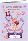 Girl 12th Birthday Custom Name Paige Cupcake Hearts and Polka Dots card