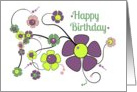 Happy Birthday Colorful Daisy Chain card