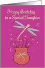 Happy Birthday Daughter with Dragonflies and Swirls card