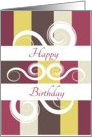 Happy Birthday Sophisticted Colors, Stripes and Swirls card
