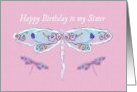 Sister Birthday with Pretty Dragonflies card