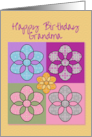 Happy Birthday Grandma Colorful Patchwork Flowers card