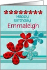 Happy Birthday Customizable Name Fun Flowers and Stripes card