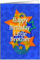 Happy Birthday Little Brother Colorful Stars card