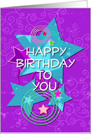 Happy Birthday To You Amazing Girl Colorful Stars and Swirls card