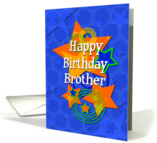 Happy Birthday Brother Colorful Stars and Swirls card (1094792)