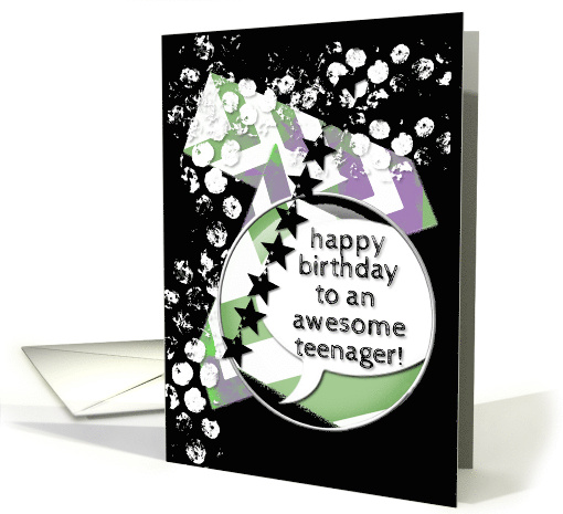 Teenager Happy Birthday Grunge Chevrons and Stars card (1100798)