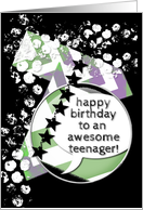 Teenager Happy Birthday Grunge Chevrons and Stars card