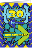 Happy 30th Birthday Just a Number Funny Chevrons and Polka Dots card