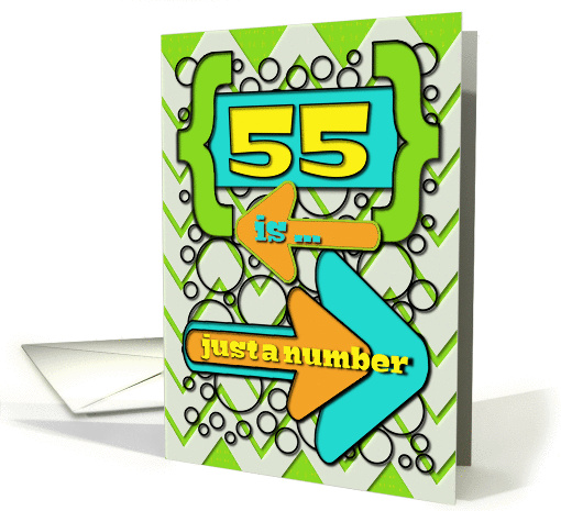 Happy 55th Birthday Just a Number Funny Chevrons and Polka Dots card