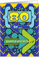 Happy 80th Birthday Just a Number Funny Chevrons and Polka Dots card