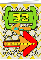 Happy 32nd Birthday Just a Number Funny Chevrons and Polka Dots card