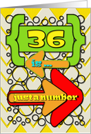 Happy 36th Birthday Just a Number Funny Chevrons and Polka Dots card