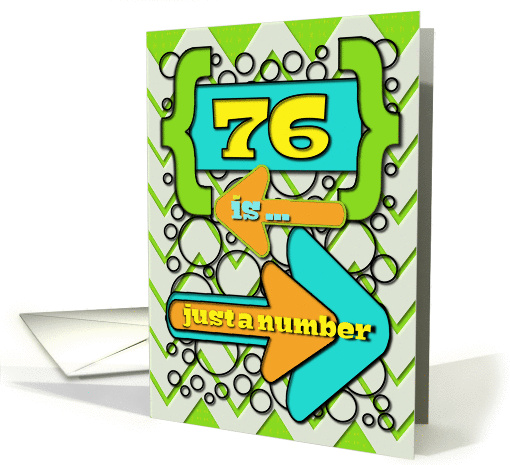 Happy 76th Birthday Just a Number Funny Chevrons and Polka Dots card