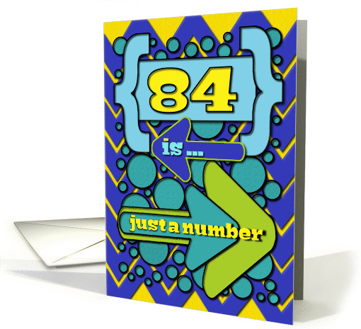Happy 84th Birthday Just a Number Funny Chevrons and Polka Dots card