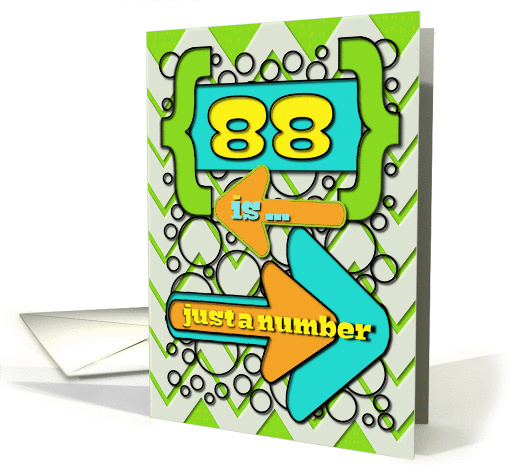 Happy 88th Birthday Just a Number Funny Chevrons and Polka Dots card