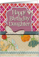 Happy Birthday Daughter Scrapbook Style Butterflies and Flowers card