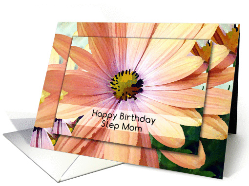 Happy Birthday Step Mom Pretty Gerber Daisy Painting card (1213520)