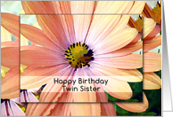 Happy Birthday Twin Sister Pretty Gerber Daisy Painting card