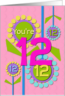 Happy Birthday You’re 12 Fun Colorful Flowers card