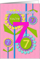 Happy Birthday Step Daughter You’re 7 Fun Colorful Flowers card