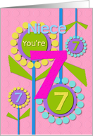 Happy Birthday Niece You’re 7 Fun Colorful Flowers card