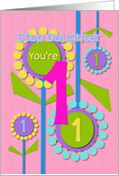 Happy Birthday Step Daughter You’re 1 Fun Colorful Flowers card