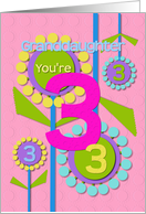 Happy Birthday Granddaughter You’re 3 Fun Colorful Flowers card