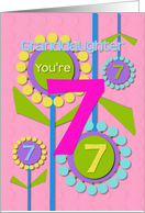 Happy Birthday Granddaughter You’re 7 Fun Colorful Flowers card