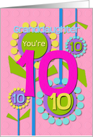 Happy Birthday Granddaughter You’re 10 Fun Colorful Flowers card