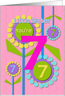 Happy Birthday Little Sister You’re 7 Fun Colorful Flowers card