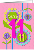 Happy Birthday Little Sister You’re 11 Fun Colorful Flowers card