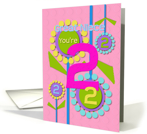 Happy Birthday Great Niece You're 2 Fun Colorful Flowers card