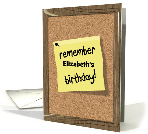 Happy Birthday Funny Sticky Note Custom Name - Elizabeth card