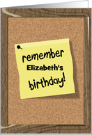 Happy Birthday Funny Sticky Note Custom Name - Elizabeth card