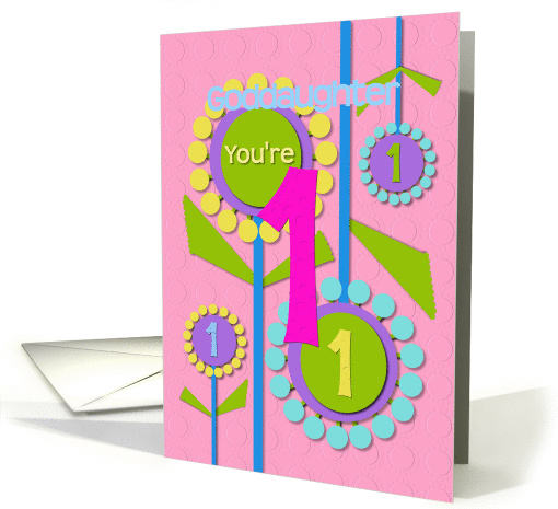Happy Birthday Goddaughter You're 1 Fun Colorful Flowers card