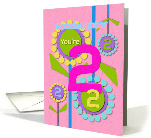 Happy Birthday Goddaughter You're 2 Fun Colorful Flowers card