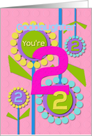 Happy Birthday Goddaughter You’re 2 Fun Colorful Flowers card