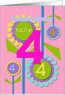 Happy Birthday Goddaughter You’re 4 Fun Colorful Flowers card