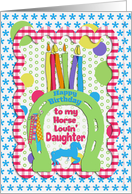 Happy Birthday to Horse Lovin’ Daughter Candles on Horseshoe Colorful card