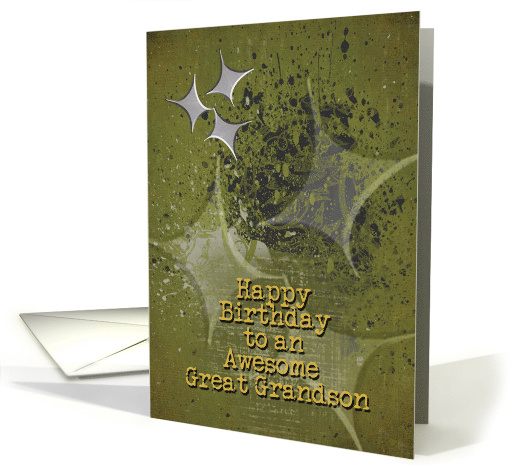 Great Grandson Birthday Masculine Grunge Stars card (1369888)