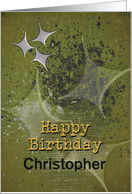 Custom Name Happy Birthday Masculine Grunge Stars card