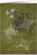 Cousin 16th Birthday Masculine Grunge Stars card