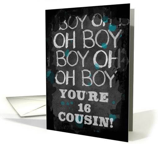 Happy Birthday Cousin on 16th Birthday Masculine Chalkboard Style card