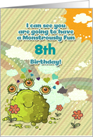 Happy Birthday Age Specific Girly Cute 3 Eye Monster Rainbow card