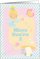 Happy 2nd Birthday Niece You’re 2 Fairy and Butterflies with Mushroom card