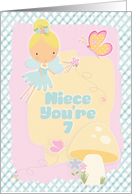 Happy 7th Birthday Niece You’re 7 Fairy and Butterflies with Mushroom card